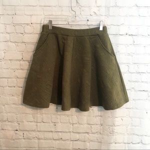 Olive Green Mini Circle Skirt Size: 18
